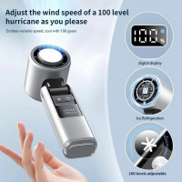 Portable Handheld TurboFan, 3 IN 1 Mini Hand Fan with 4000mAh Battery Operated, Upto 10 Working Hours, 5 Gear Wind