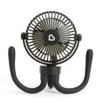Multi-Use Rechargeable Stroller Fan, 4 Speeds, LED Lights and Flexible Legs, Black