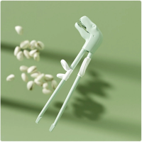 Cute Children's Dinosaur Non Slip Chopsticks Cartoon Elastic Training Chopsticks Baby Learning Chopsticks Household Non Slip Chopsticks for Home & Kitchen Green