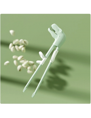 Cute Children's Dinosaur Non Slip Chopsticks Cartoon Elastic Training Chopsticks Baby Learning Chopsticks Household Non Slip Chopsticks for Home & Kitchen Green