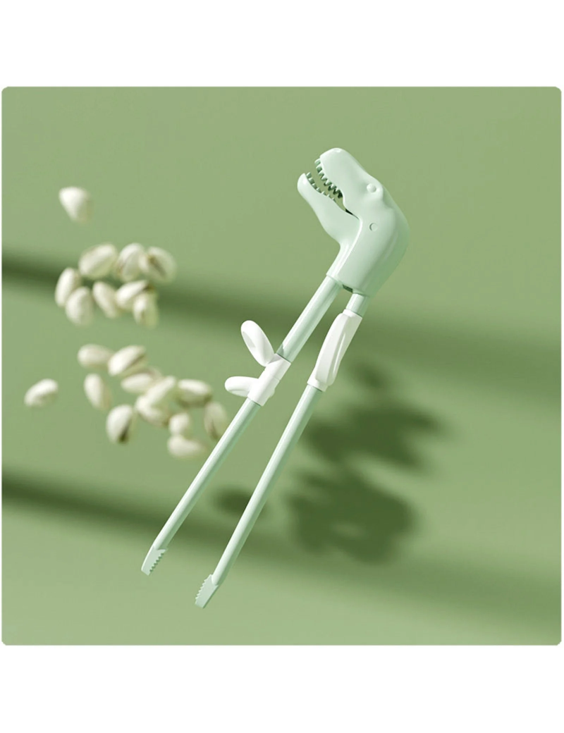 Cute Children's Dinosaur Non Slip Chopsticks Cartoon Elastic Training Chopsticks Baby Learning Chopsticks Household Non Slip Chopsticks for Home & Kitchen Green