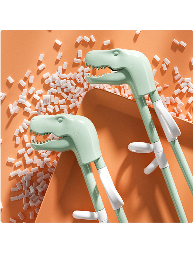 Cute Children's Dinosaur Non Slip Chopsticks Cartoon Elastic Training Chopsticks Baby Learning Chopsticks Household Non Slip Chopsticks for Home & Kitchen Green