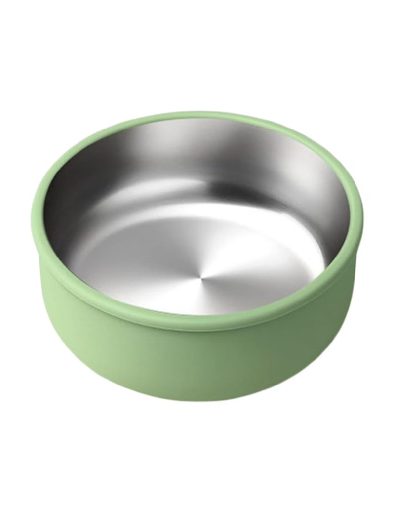 304 Stainless Steel Baby Bowl 2 In 1 Heat Bowl with Removable Silicone Shell Toddler Bowls Kids Anti Scald Snack Container for Food Feeding, Leak Proof Small Part Dishwasher Safe