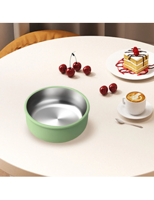 304 Stainless Steel Baby Bowl 2 In 1 Heat Bowl with Removable Silicone Shell Toddler Bowls Kids Anti Scald Snack Container for Food Feeding, Leak Proof Small Part Dishwasher Safe