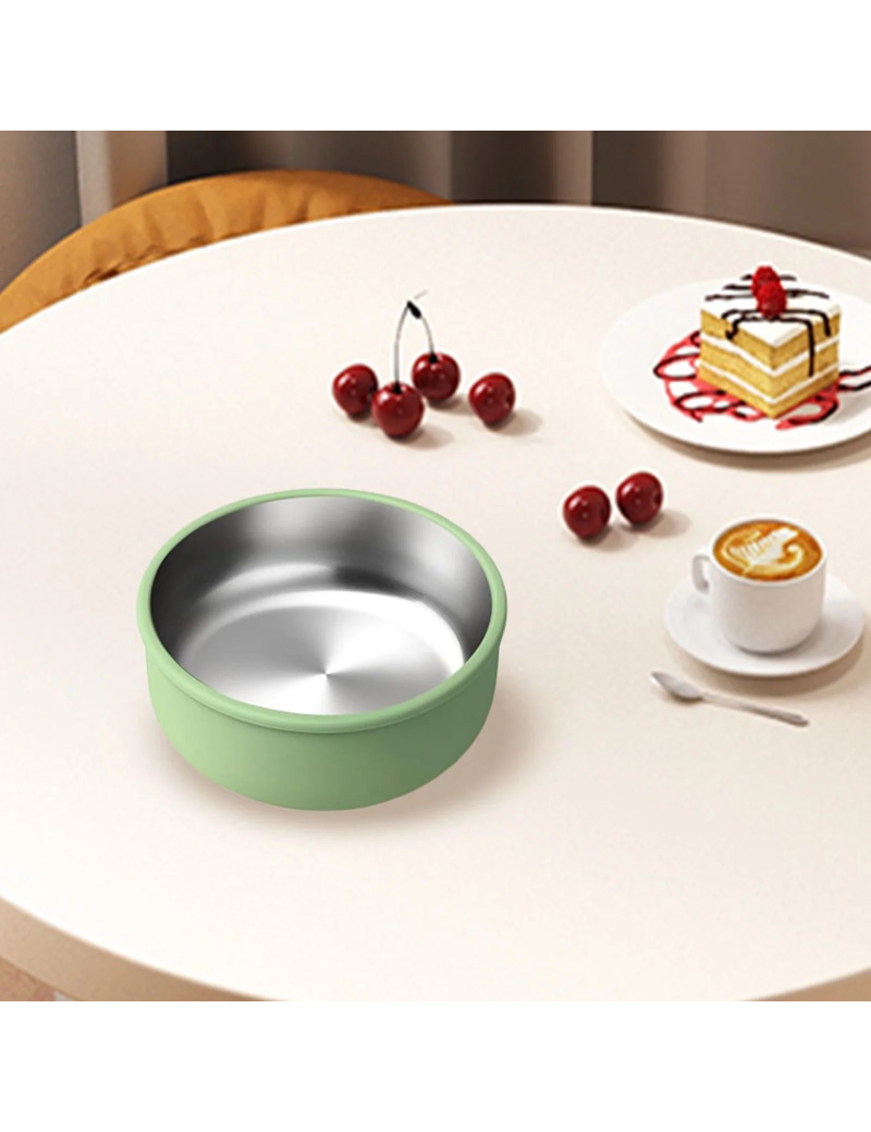 304 Stainless Steel Baby Bowl 2 In 1 Heat Bowl with Removable Silicone Shell Toddler Bowls Kids Anti Scald Snack Container for Food Feeding, Leak Proof Small Part Dishwasher Safe