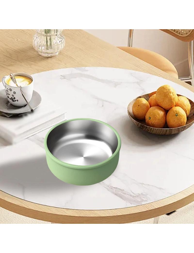 304 Stainless Steel Baby Bowl 2 In 1 Heat Bowl with Removable Silicone Shell Toddler Bowls Kids Anti Scald Snack Container for Food Feeding, Leak Proof Small Part Dishwasher Safe