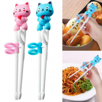 Educational Kids Chopsticks, 2 Pairs of Reusable, Easy-to-Use, Cute Animal-Shaped Training Chopsticks for Children