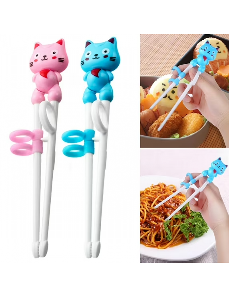 Educational Kids Chopsticks, 2 Pairs of Reusable, Easy-to-Use, Cute Animal-Shaped Training Chopsticks for Children