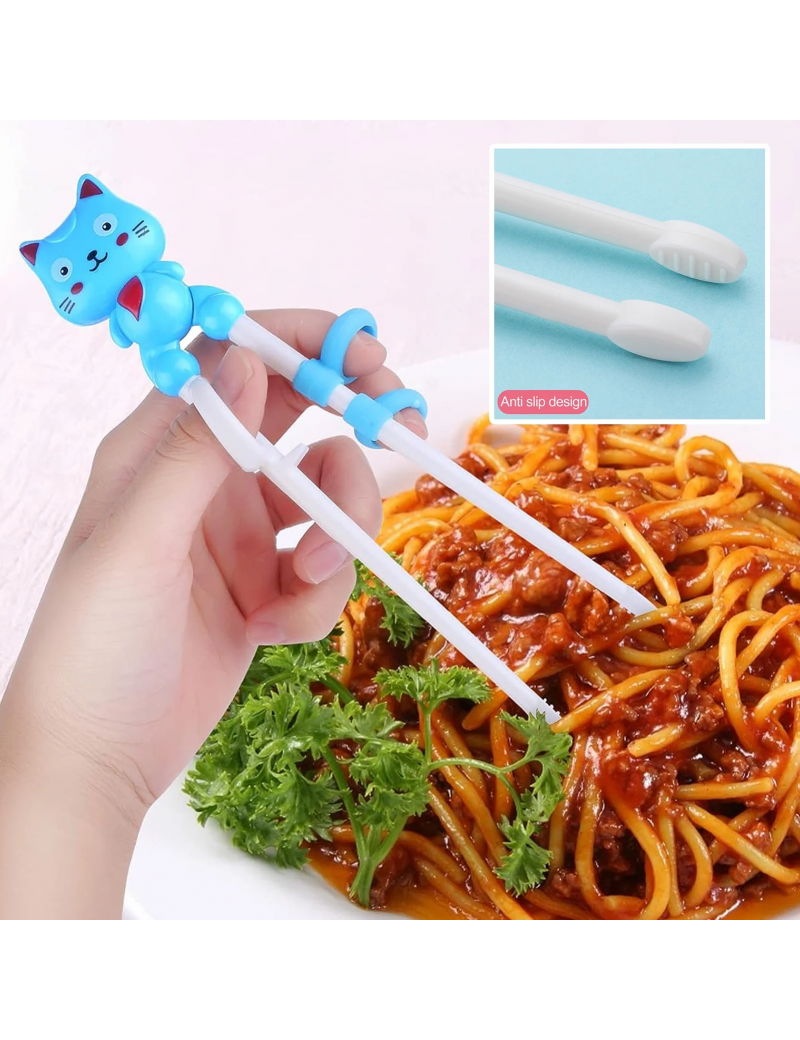 Educational Kids Chopsticks, 2 Pairs of Reusable, Easy-to-Use, Cute Animal-Shaped Training Chopsticks for Children
