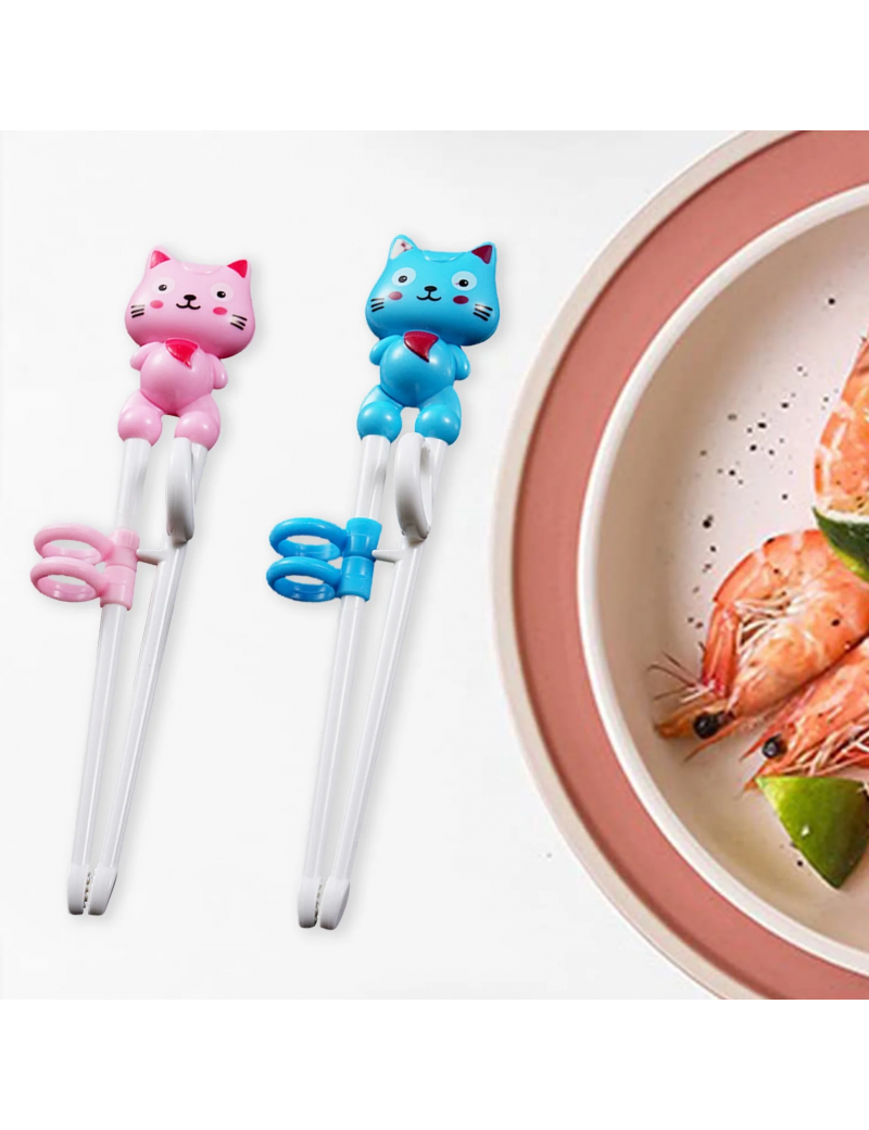 Educational Kids Chopsticks, 2 Pairs of Reusable, Easy-to-Use, Cute Animal-Shaped Training Chopsticks for Children