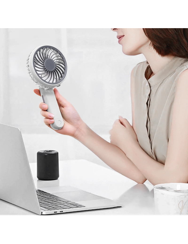 Handheld Mini Fan, Foldable USB Rechargeable Small Pocket Fan, Battery Operated Cooling Fan for Travel Indoor Outdoor, White