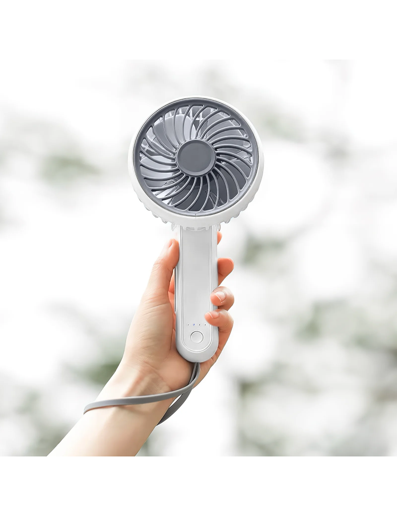 Handheld Mini Fan, Foldable USB Rechargeable Small Pocket Fan, Battery Operated Cooling Fan for Travel Indoor Outdoor, White