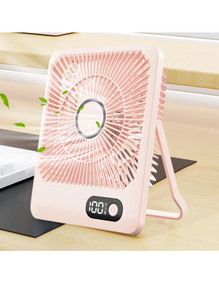Portable Fan,Desk Fan,Digital Display Five Speed Desktop Small Fan USB Charging Portable Home Mini Desktop Small Fan Can Be Wall Mounted High Wind Power Large Capacity Fan for Summer Travel