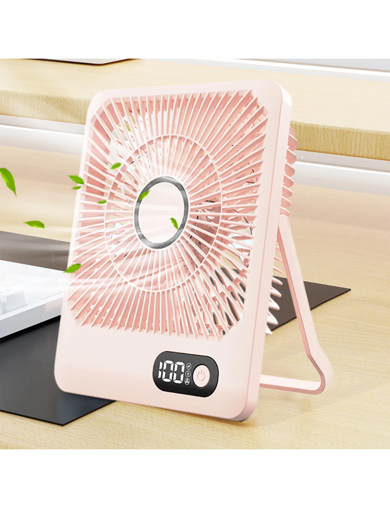 Portable Fan,Desk Fan,Digital Display Five Speed Desktop Small Fan USB Charging Portable Home Mini Desktop Small Fan Can Be Wall Mounted High Wind Power Large Capacity Fan for Summer Travel