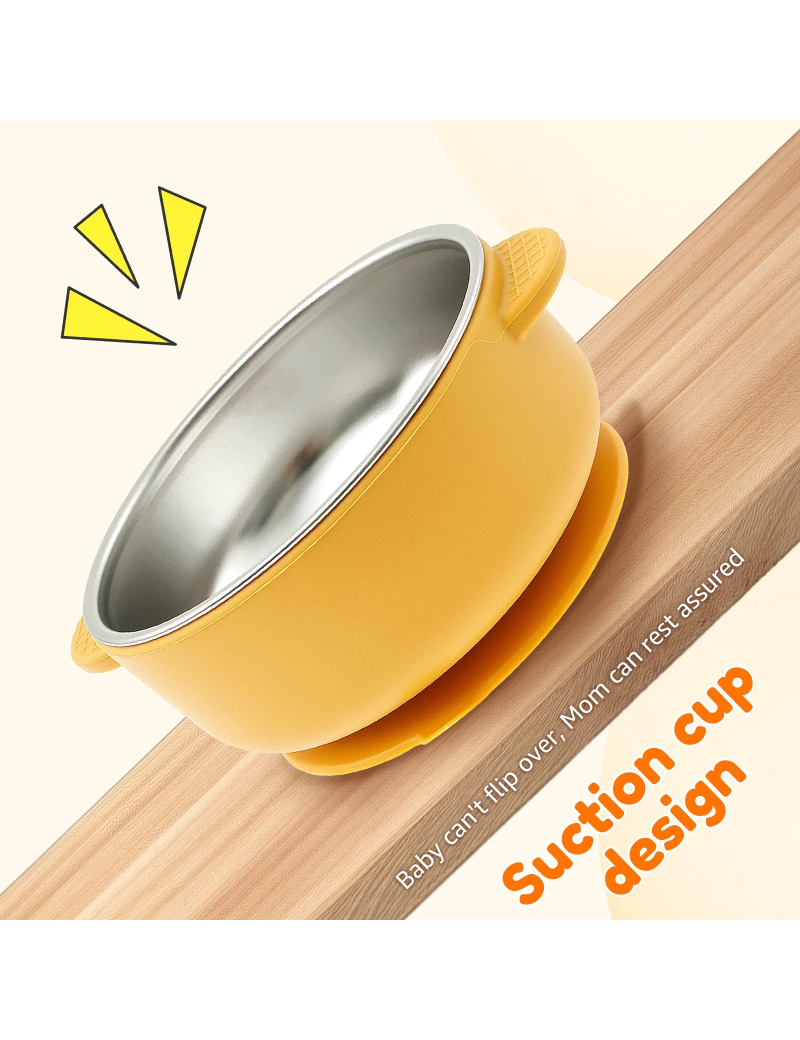 4 Pcs 304 Stainless Steel Baby Bowls with Removable Silicone Sleeve Non Slip Toddler Suction Bowls Snack Containers for Toddlers Kids Feeding