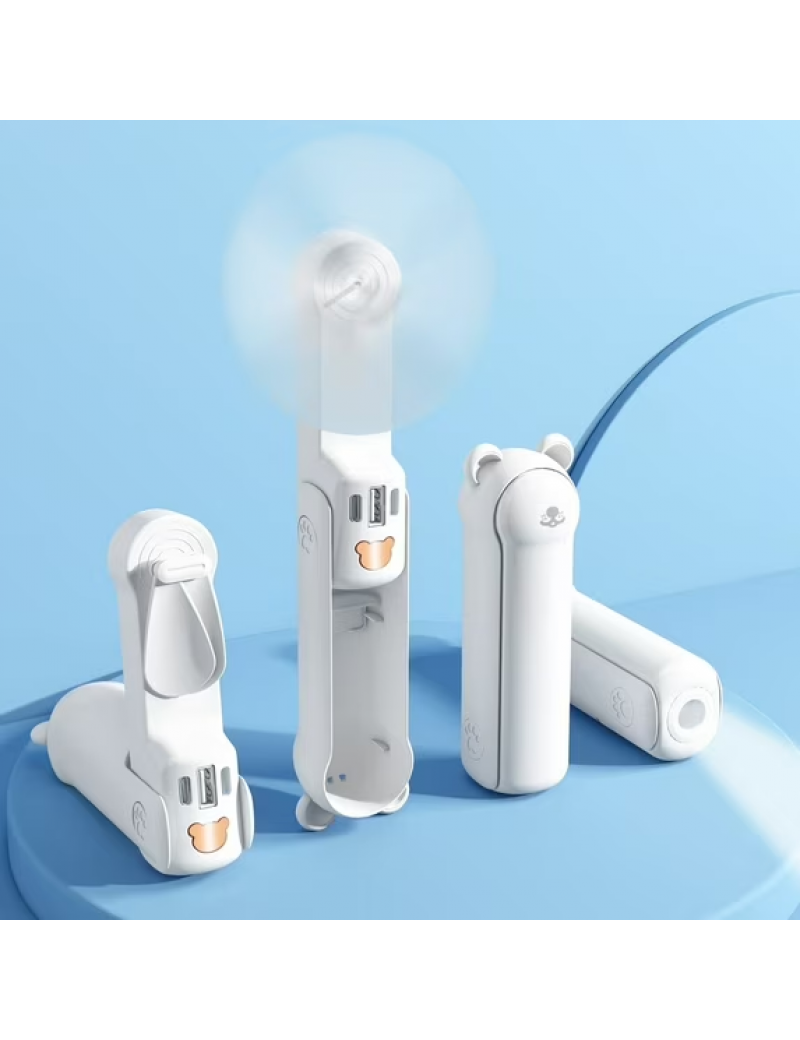 Portable Handheld Fan, 3 IN 1 Mini Portable Fan for Travel Outdoor with Lighting, USB Rechargeable Fan Gifts for Women Men