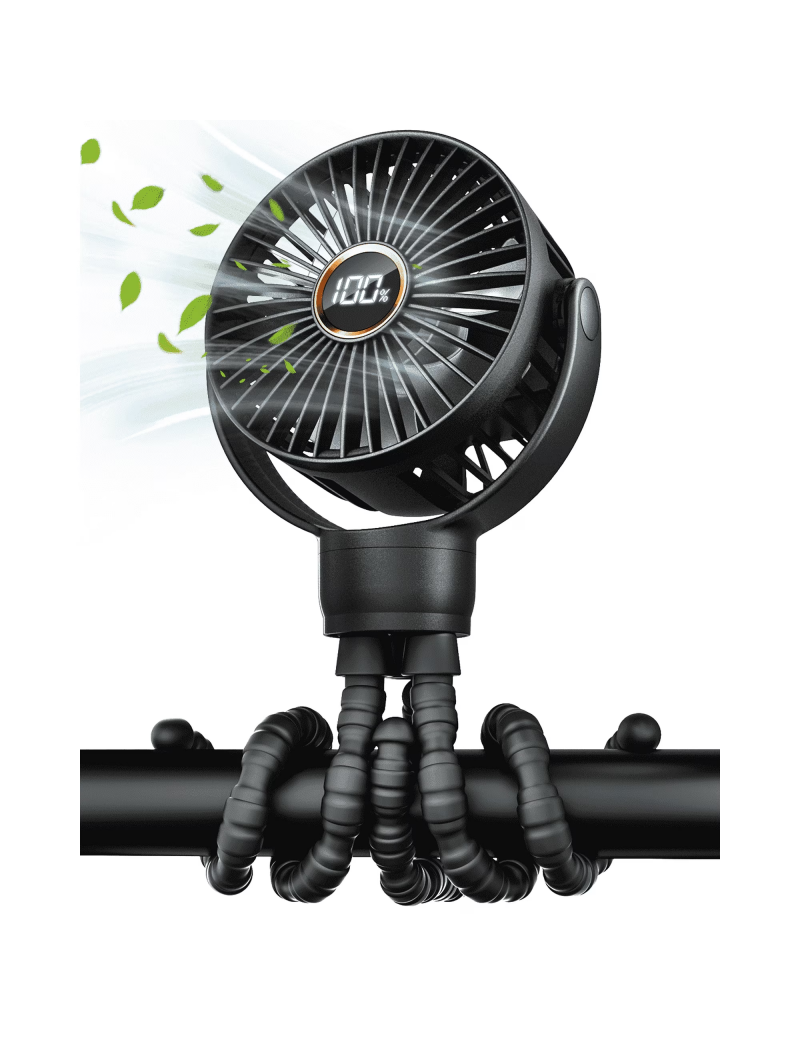 Portable Baby Stroller Fan,Clip on Fan for Stroller and Car Seat, Safe and Quiet,4000mAh, 3-Speed Adjustable