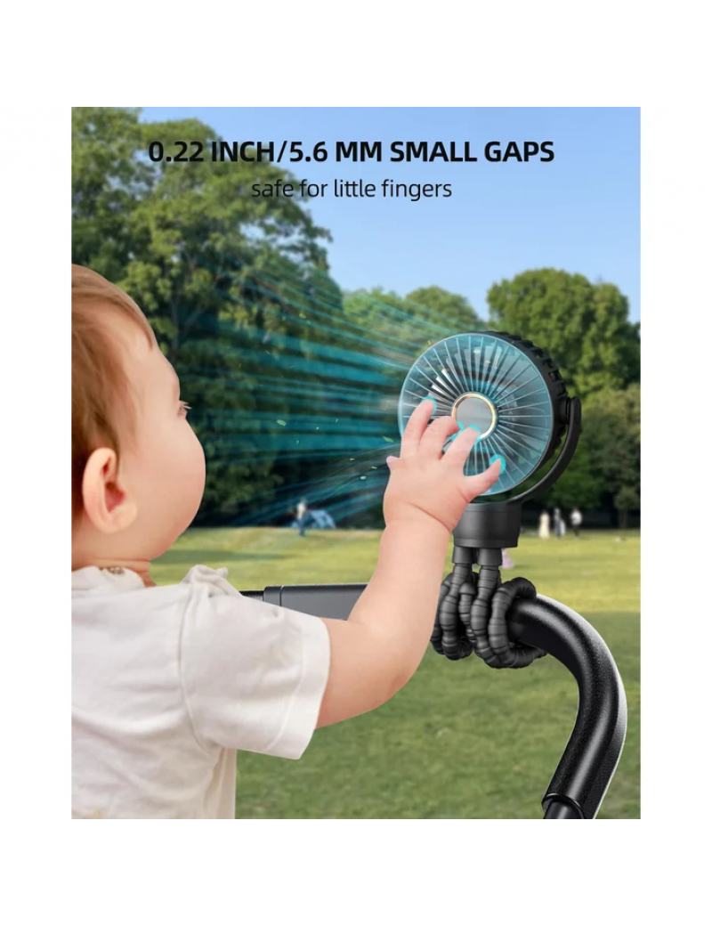 Portable Baby Stroller Fan,Clip on Fan for Stroller and Car Seat, Safe and Quiet,4000mAh, 3-Speed Adjustable