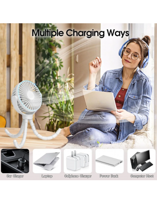 Portable Baby Stroller Fan - Personal Handheld Fan for Car Seat Crib Treadmill Travel